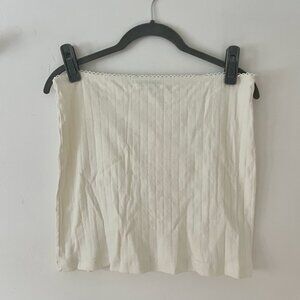 Reformation mini skirt pointelle ivory, size large